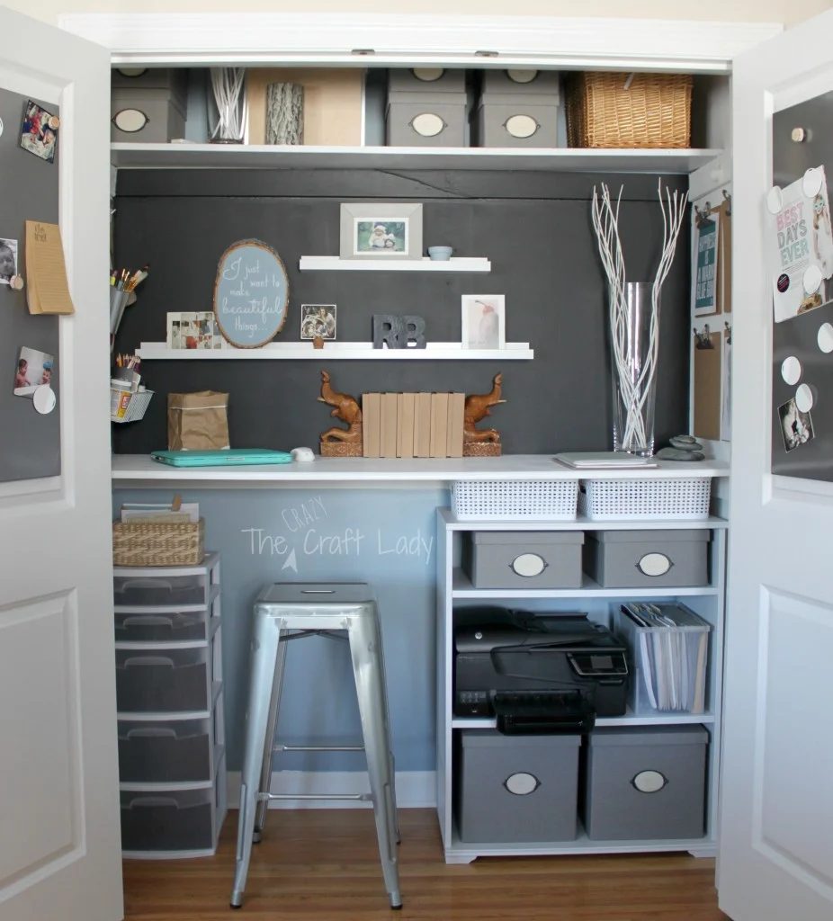 Closet turned home office and craft space - The Crazy Craft Lady featured on @Bekob