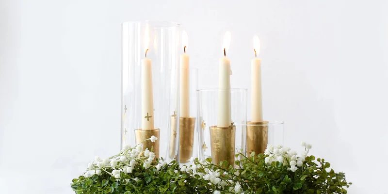 Handmade Gold Leaf Candle Holders