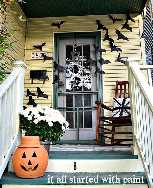 Halloween Bats On Door It all started with paint