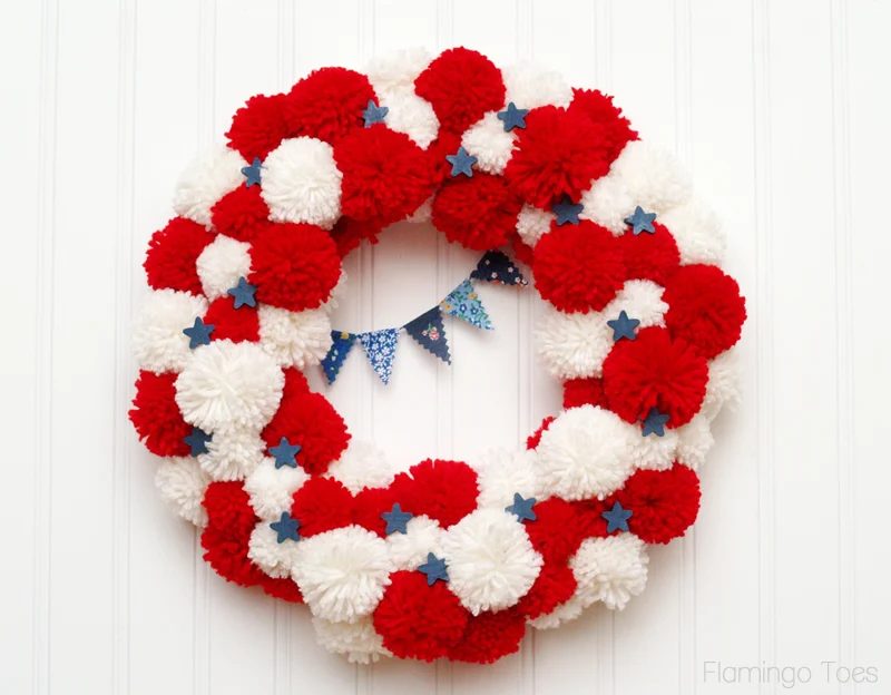 July 4th Pom Pom Wreath