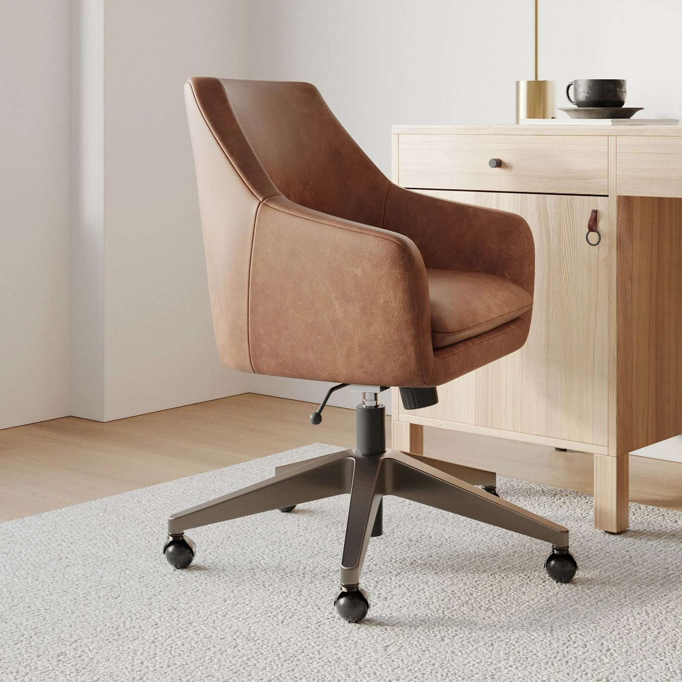 Home Office Desk Chair West Elm Helvetica Leather Swivel Office Chair