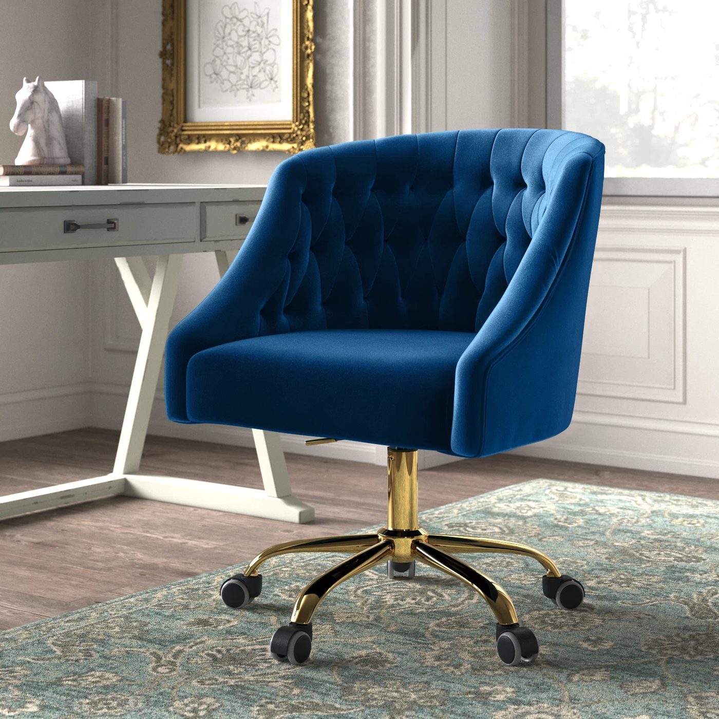 Louise Velvet Rounded Wingback Office Desk Chair, Wayfair