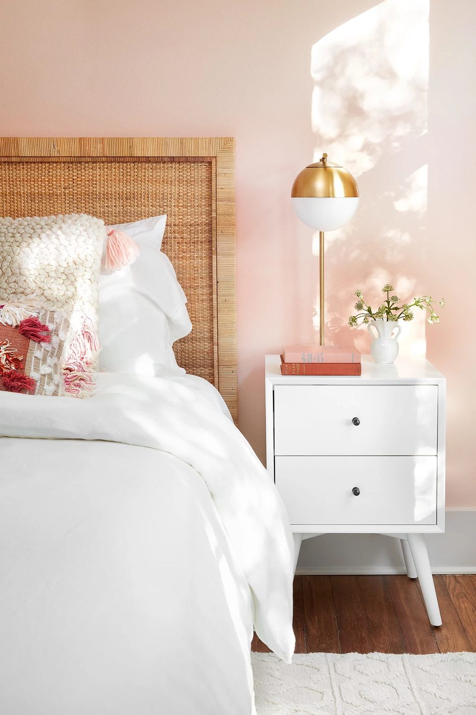Millennial Pink: How to Decorate and Accent Your Home Decor | Fixer Upper Americana House Bedroom featured on #Bekob #colorfiles