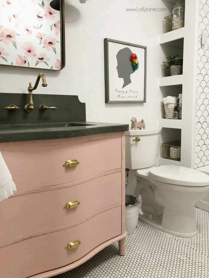 Millennial Pink: How to Decorate and Accent Your Home Decor | Millennial Pink Bathroom By Lolly Jane featured on #Bekob #colorfiles