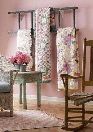 Ladder Decor options: Horizontal Blanket Ladder On The Wall, All People Quilt