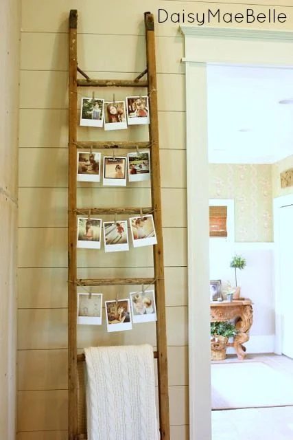 Vintage Wood Ladder Decor option: Photo Display