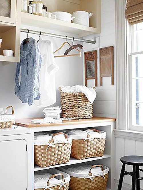 air drying space in pretty laundry room with baskets too featured on Bekob.com