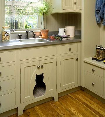 Hidden littler box in laundry room/mudroom