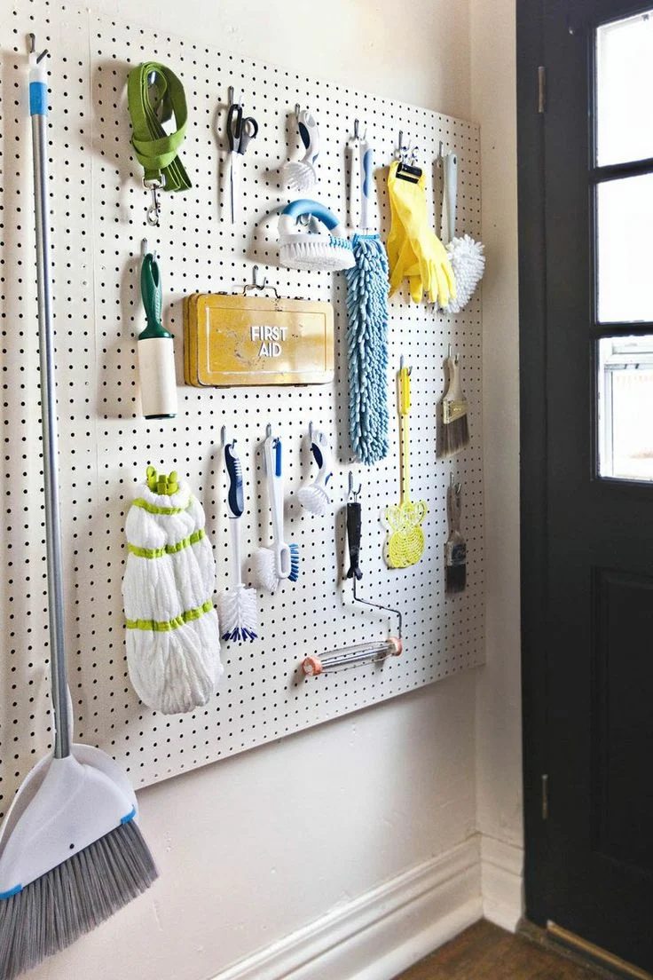 small space great storage laundry room using a pegboard