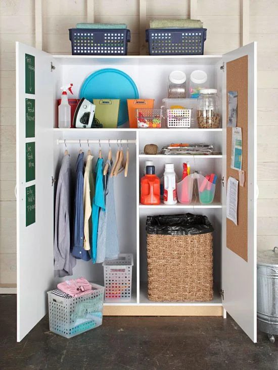 cute cabinet to hide all of the extra laundry necessities
