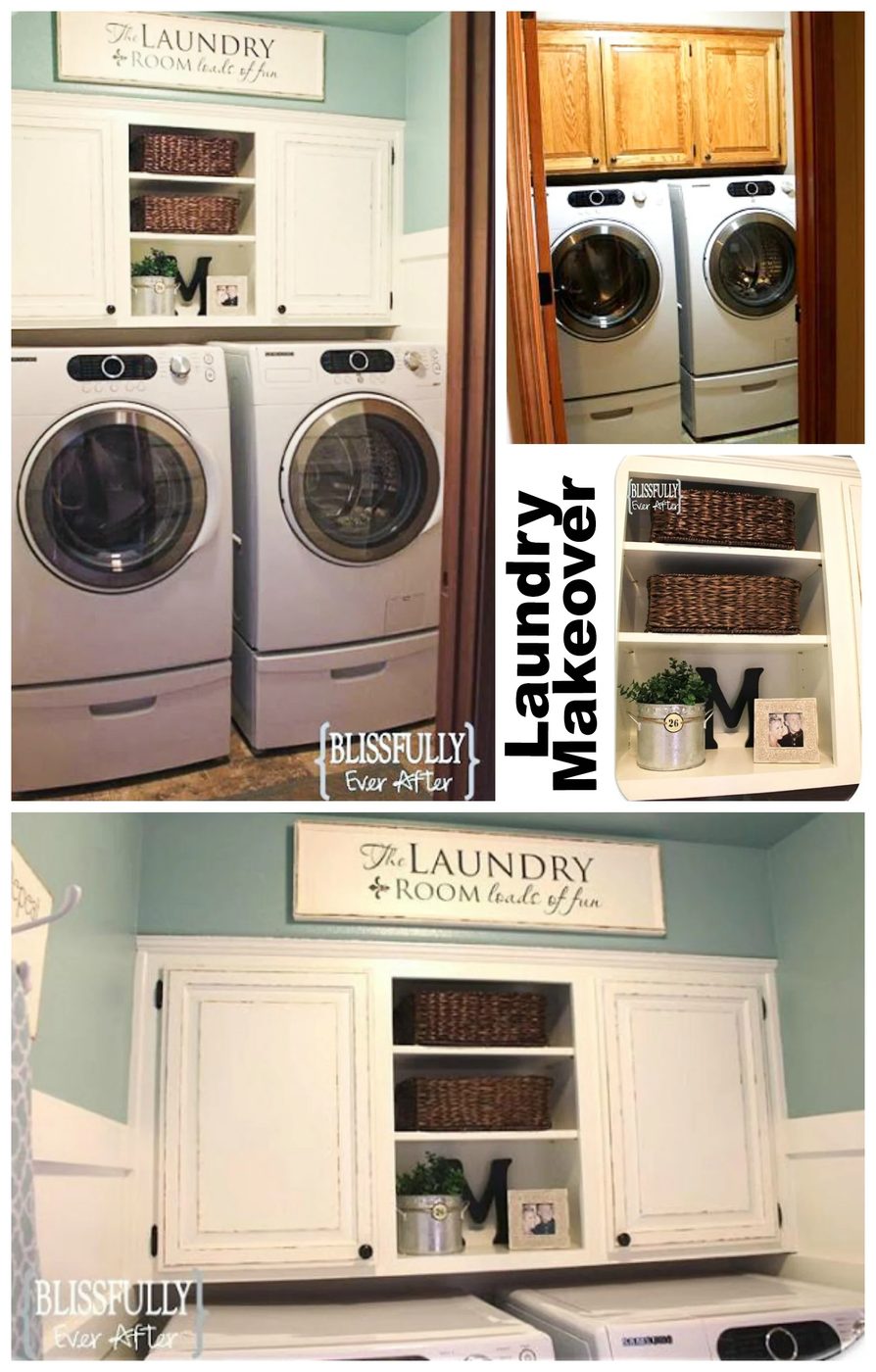 Laundry makeover, remove door add baskets