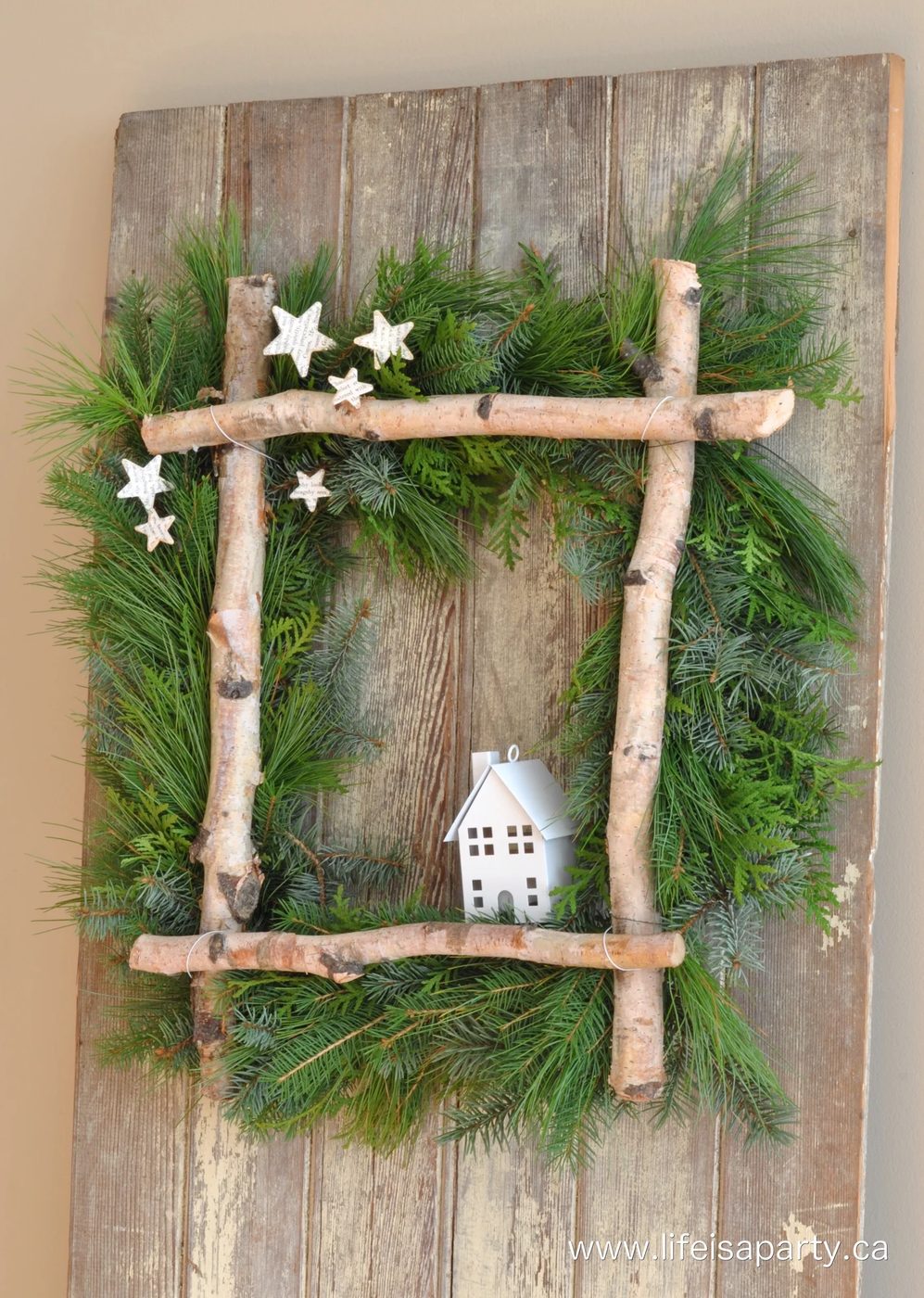 Rustic Birch Christmas Wreath 2