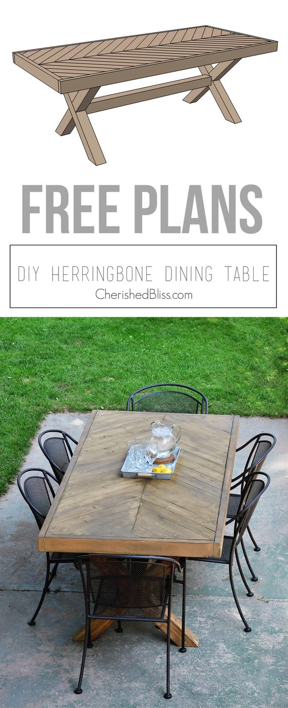 Handmade Outdoor Herringbone Table