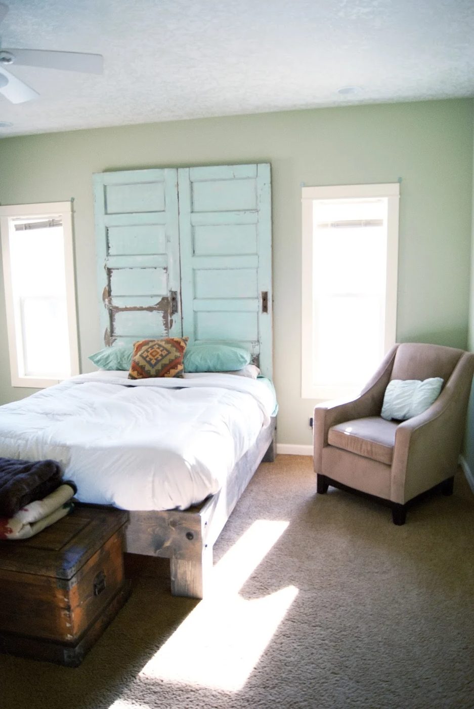 Repurposed Old Doors into Tall Headboard, Averie Lane