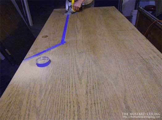 tape and cut edges for new wood countertop made from solid wood doors, The Mustard Ceiling on @Bekob