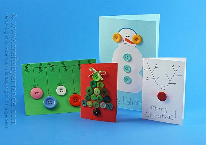 Button Christmas CardsSend some handmade sentiments to your family and friends this Christmas season. Use one of these 11 straightforward Handmade Christmas Cards featured on Mrlis