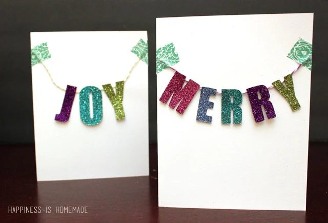 Joy and Merry banner cards.Send some handmade sentiments to your family and friends this Christmas season. Use one of these 11 straightforward Handmade Christmas Cards featured on 