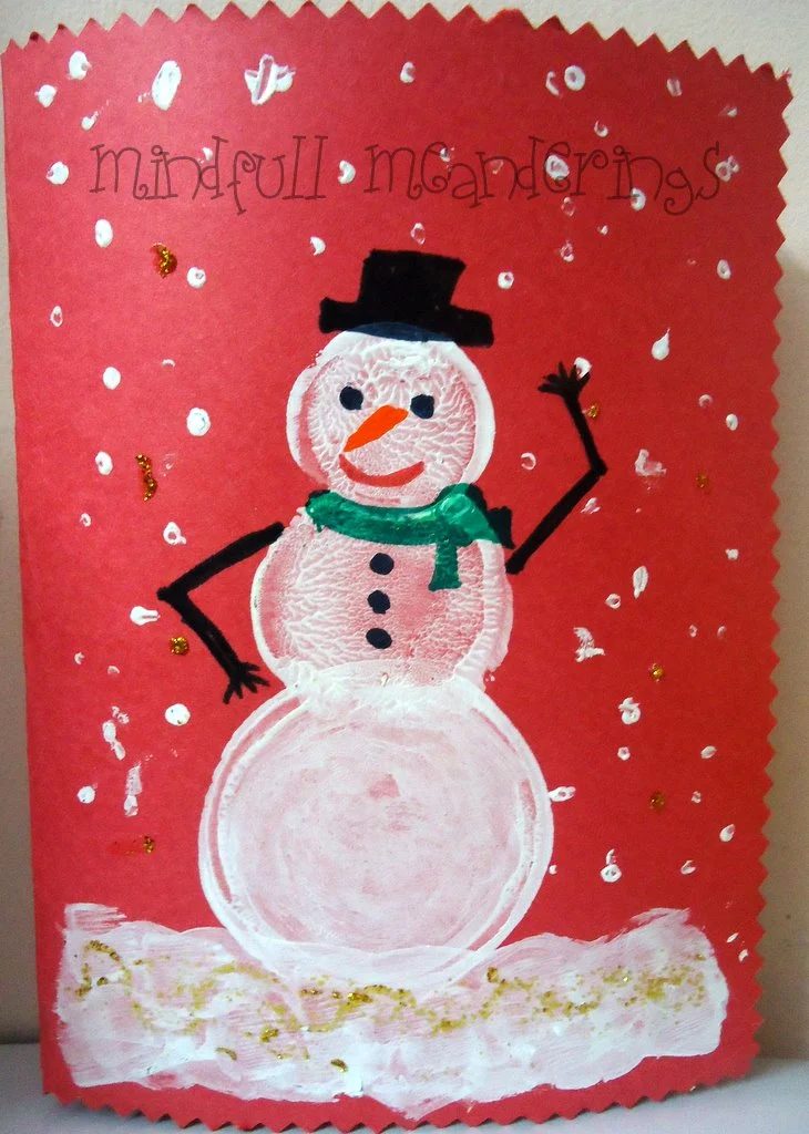 Painted Snowman card. Send some handmade sentiments to your family and friends this Christmas season. Use one of these 11 straightforward Handmade Christmas Cards featured on Mrlis