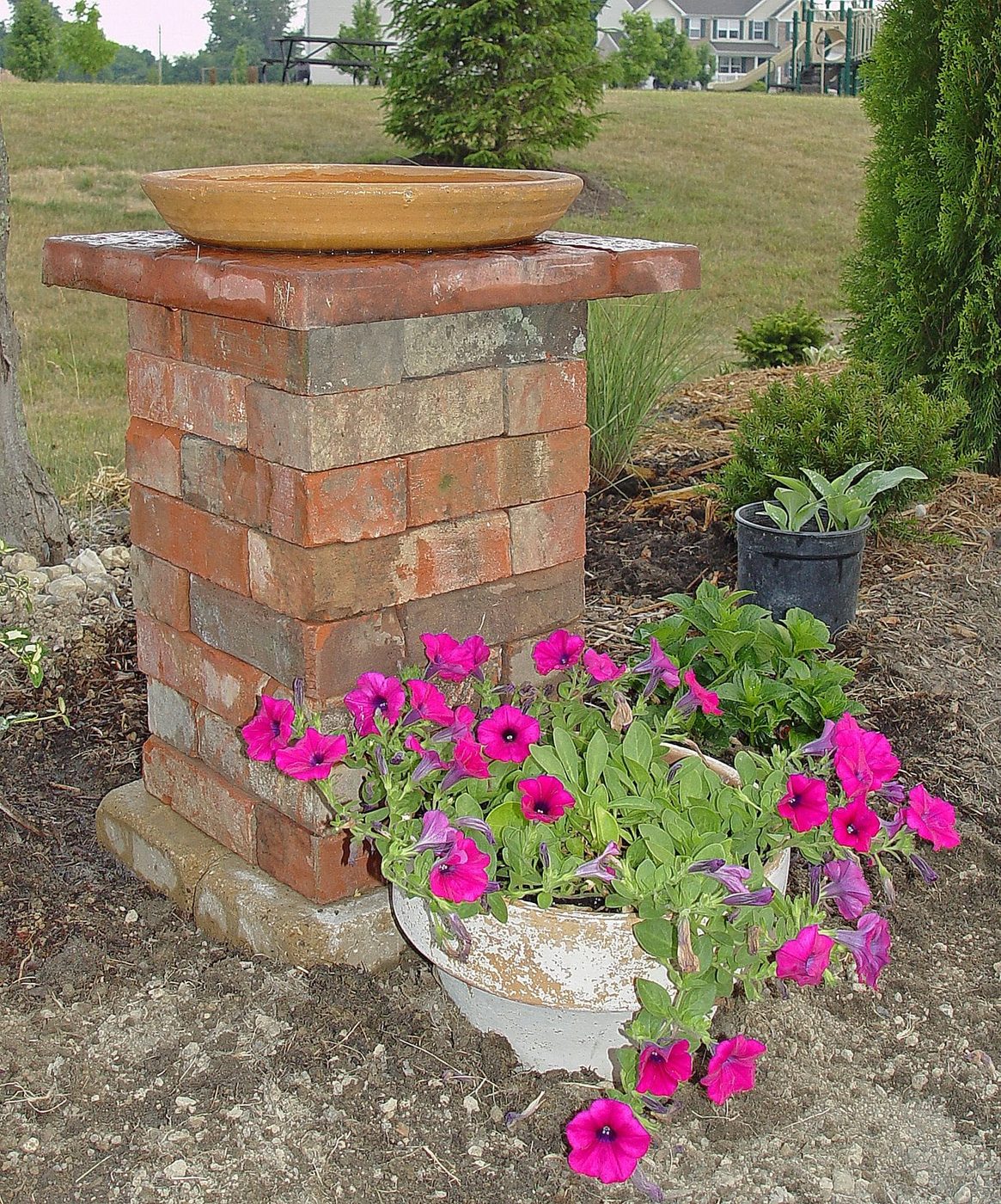 Stacked Brick Bird Bath Stand A birdbath will bring more life to your backyard. Why not make one yourself? Here are 10 straightforward Handmade bird bath options that can be achiev