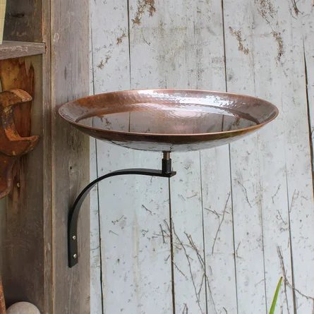 Burnt+Copper+Birdbath+with+Wall+Mount+Bracket