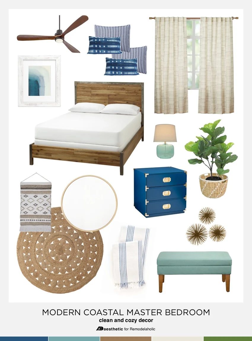 Tips and inspiration for creating a comfortable modern coastal style in your bedroom from AD Aesthetic on Bekob.com