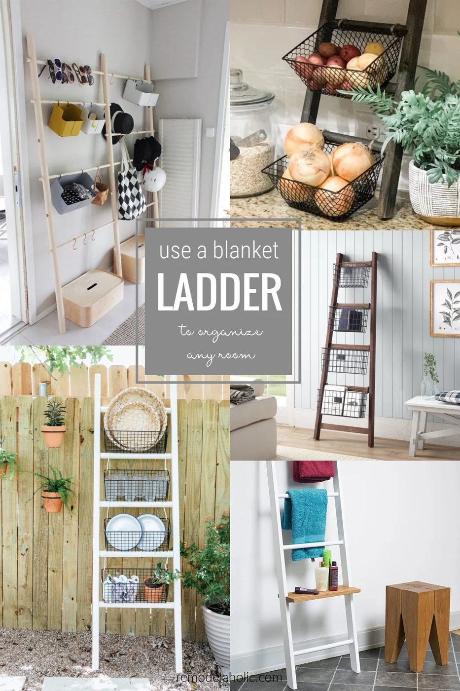 Blanket Ladder Organizing options With Baskets Shelves And Hooks #Bekob