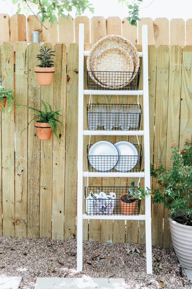 Outdoor Dining Ladder Organizer Decor, Love And Renovations