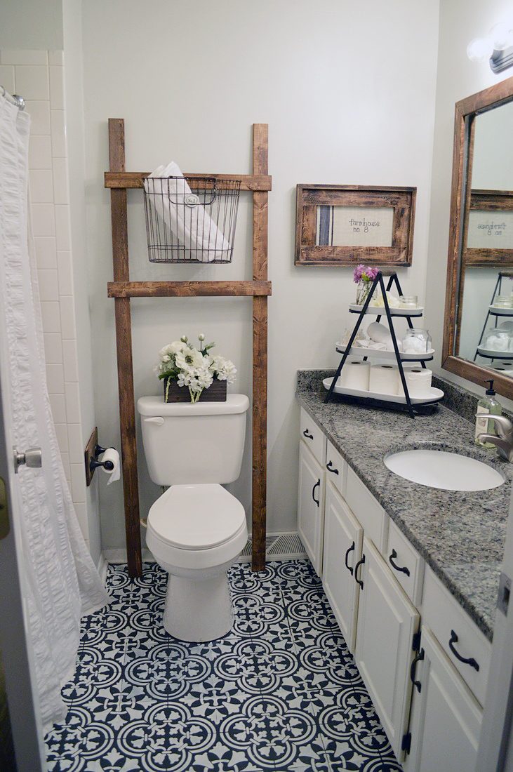 Bathroom Ladder Storage Over Toilet, Via Cutting Edge Stencils