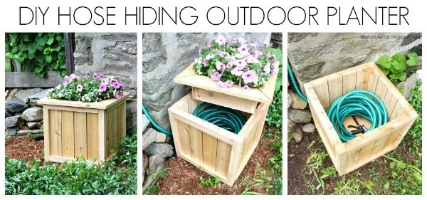 hide hose outdoor planter handmade