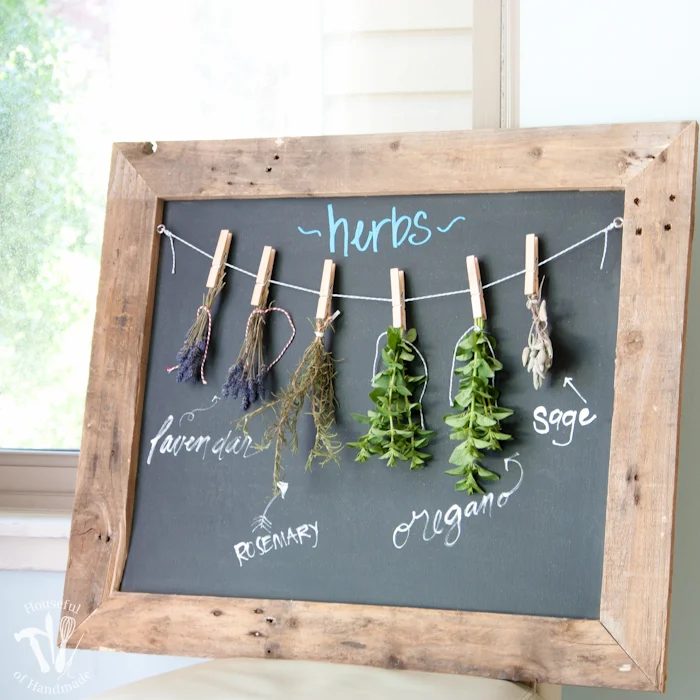 Fixer Upper Handmade Rustic Chalkboard Herb Drying Rack_Houseful of Homemade