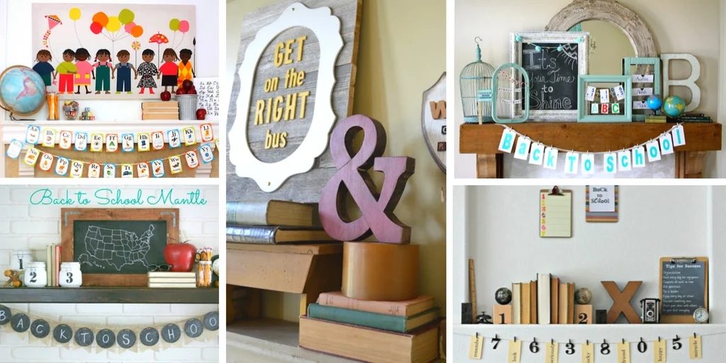Dress up your home for August and September with a fun back to school mantel featured on Bekob.com