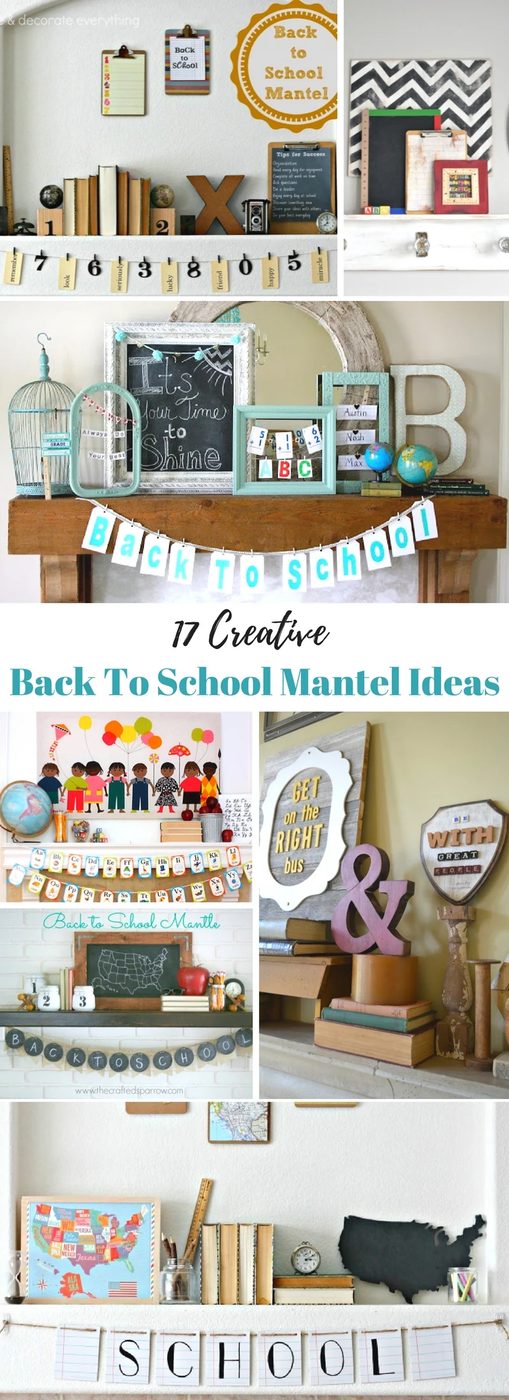 It's August! Get ready to set the mood for back to school by decorating your mantel in style. 17 Back to School Mantel Decorating options via Bekob.com