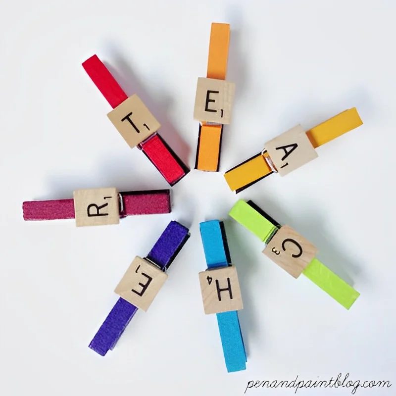 Scrabble Tile Clothespin Magnets (1)