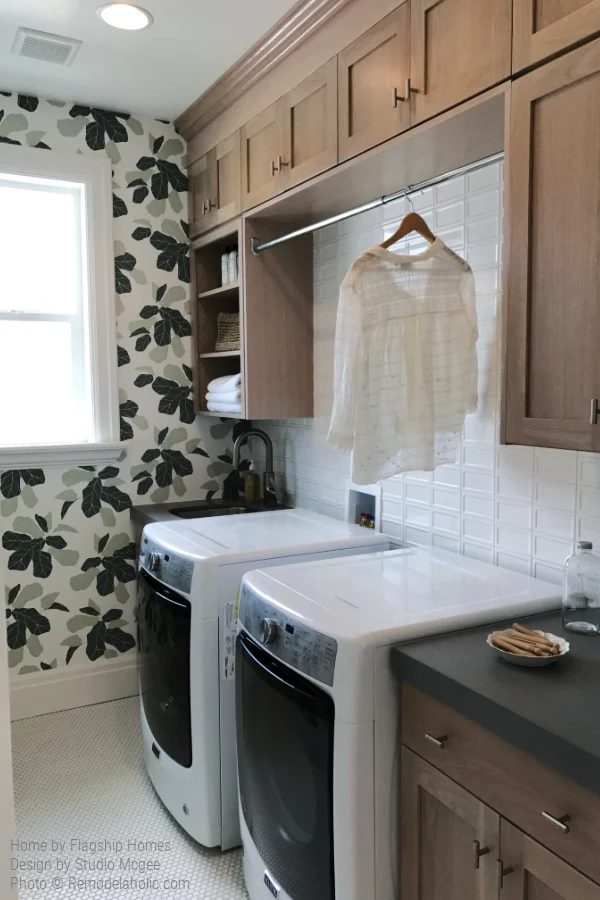 laundry room options - wallpaper accent wall