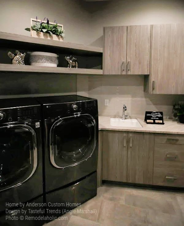 Modern Gray Wood Laundry Room