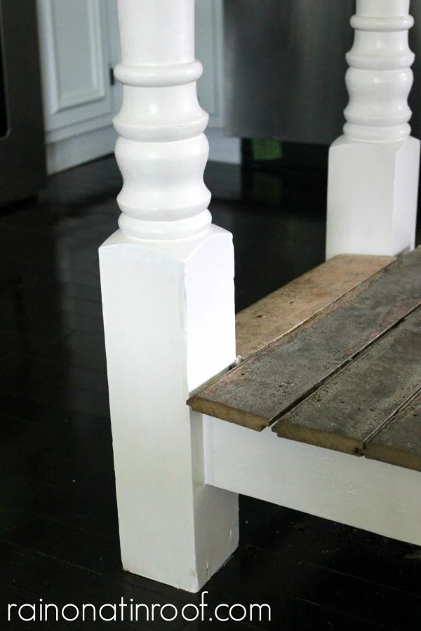 salvaged porch columns for a kitchen island, Rain On A Tin Roof featured on Bekob