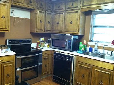 1960's ranch kitchen pre-renovation, Rain On A Tin Roof featured on Bekob