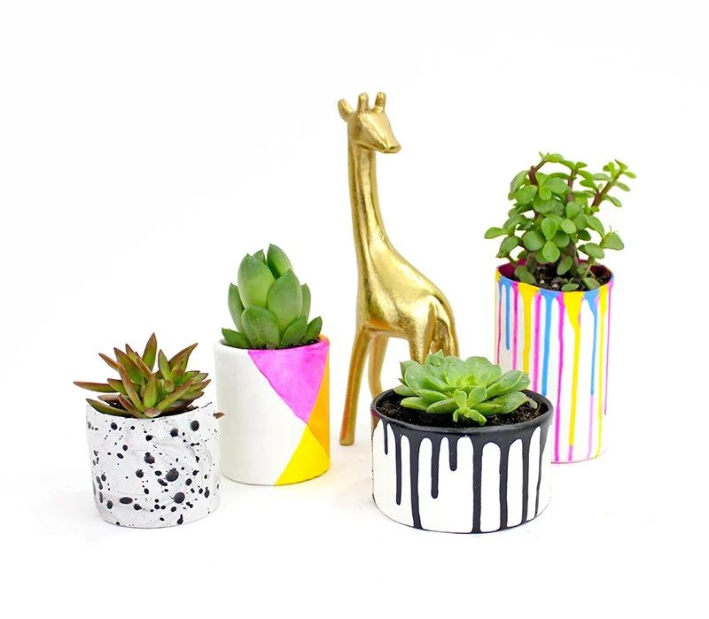 Handmade Plant Pots Lines Across