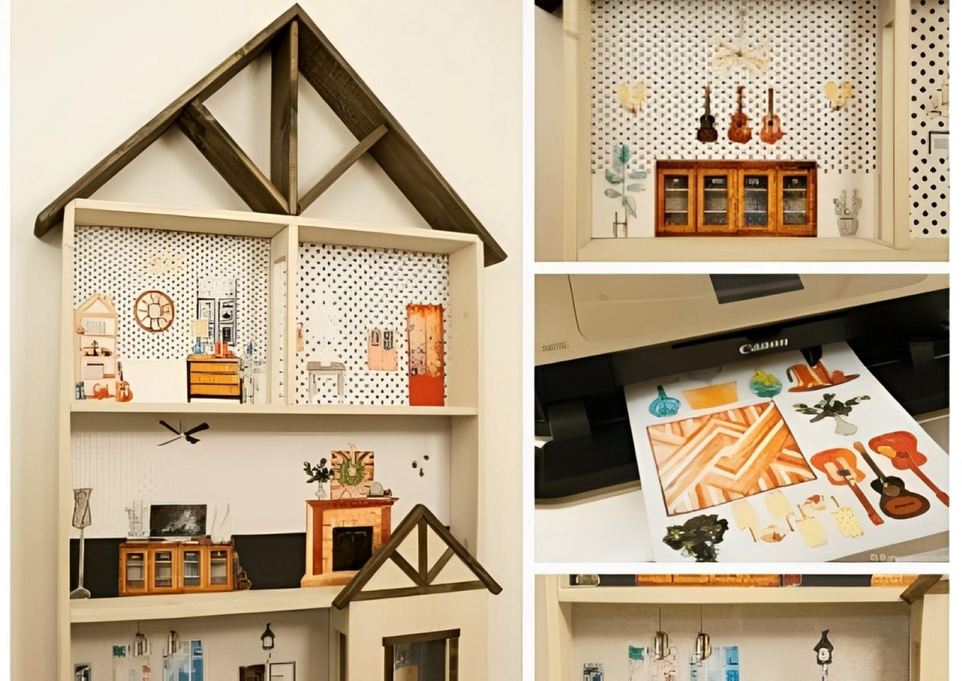 Build Magnetic Wall Mounted Dollhouse Bookcase Woodworking Plans With Printable Furniture And Decor Bekob 395x600 (1)
