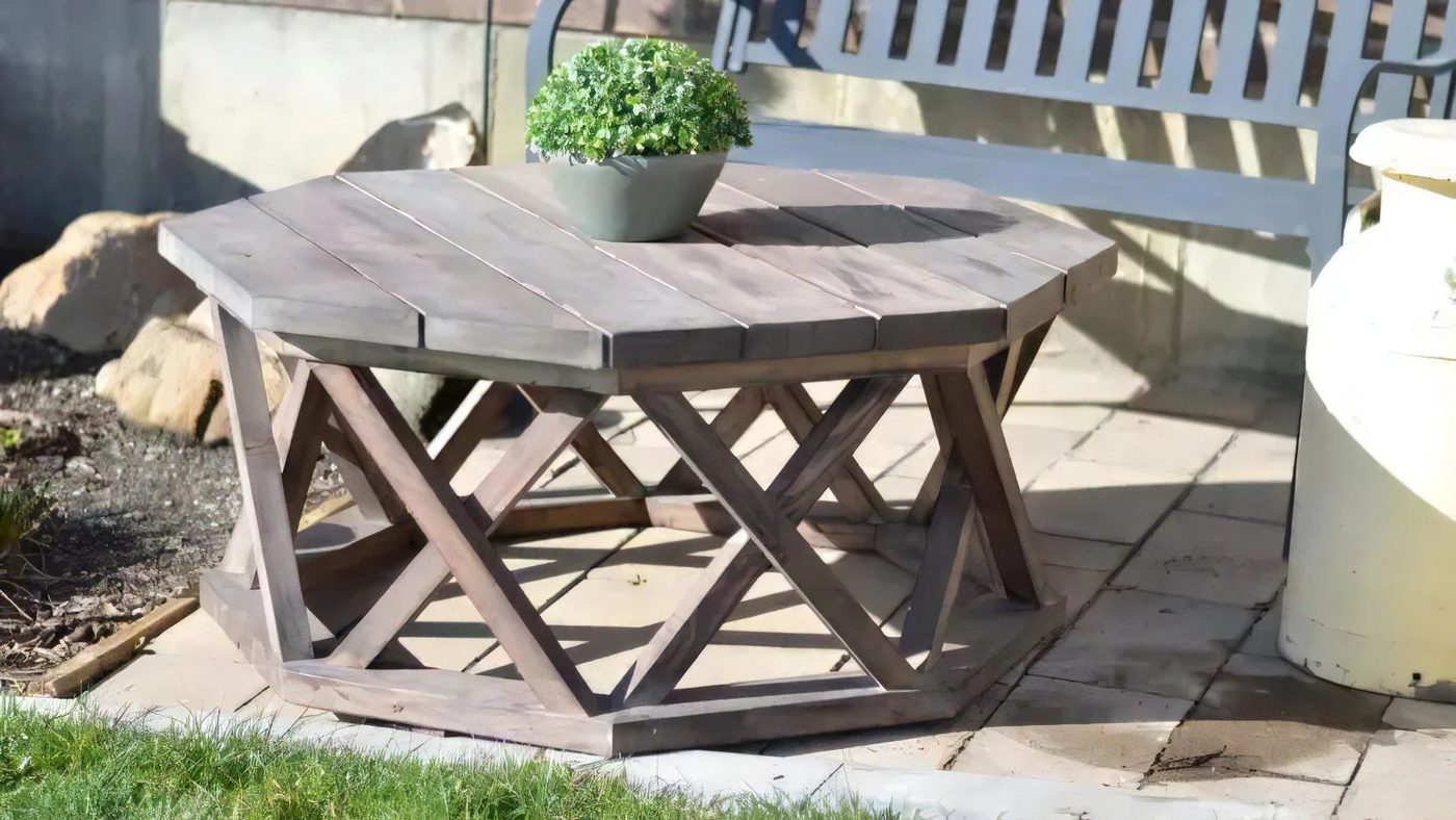 8a X Base Octagon Outdoor Coffee Table Hertoolbelt 050002