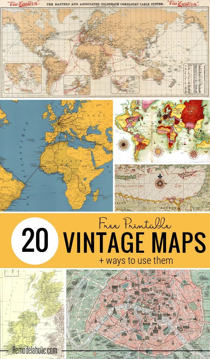 20 Free Vintage Map Printable Images From Bekob