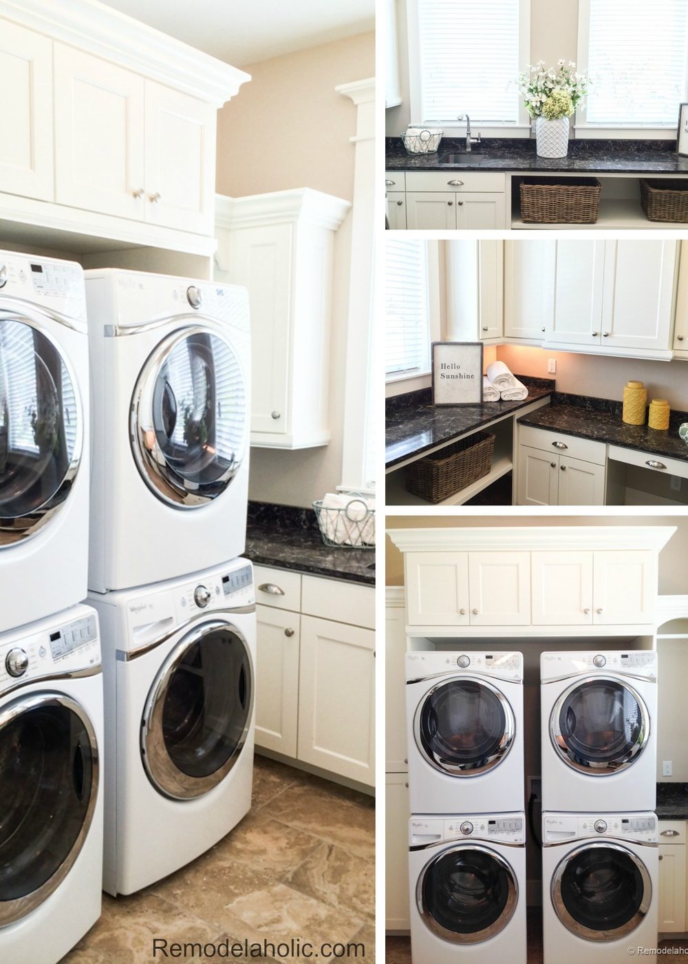 Double laundry with crafting space and storage featured on Bekob.com