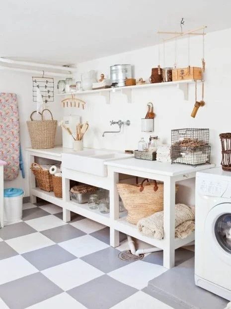 Open counter space, modest-cost building Laundry room featured on Bekob.com