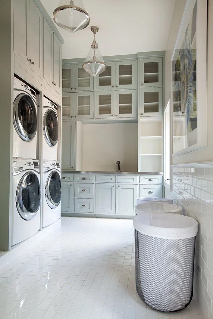 Double laundry large space laundry room with a white and bright theme featured on Bekob.com
