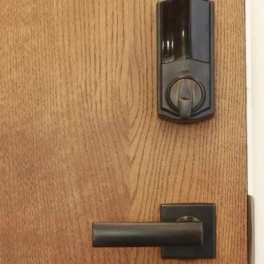 Wooden Door With Metal Smart Lock