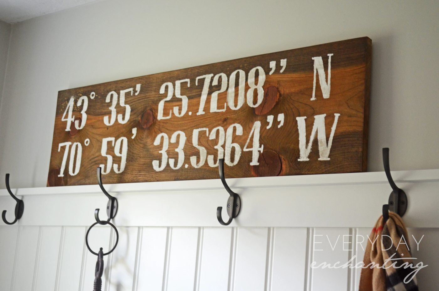 Handmade Reclaimed Longitude/Latitude Sign| Finished Sign