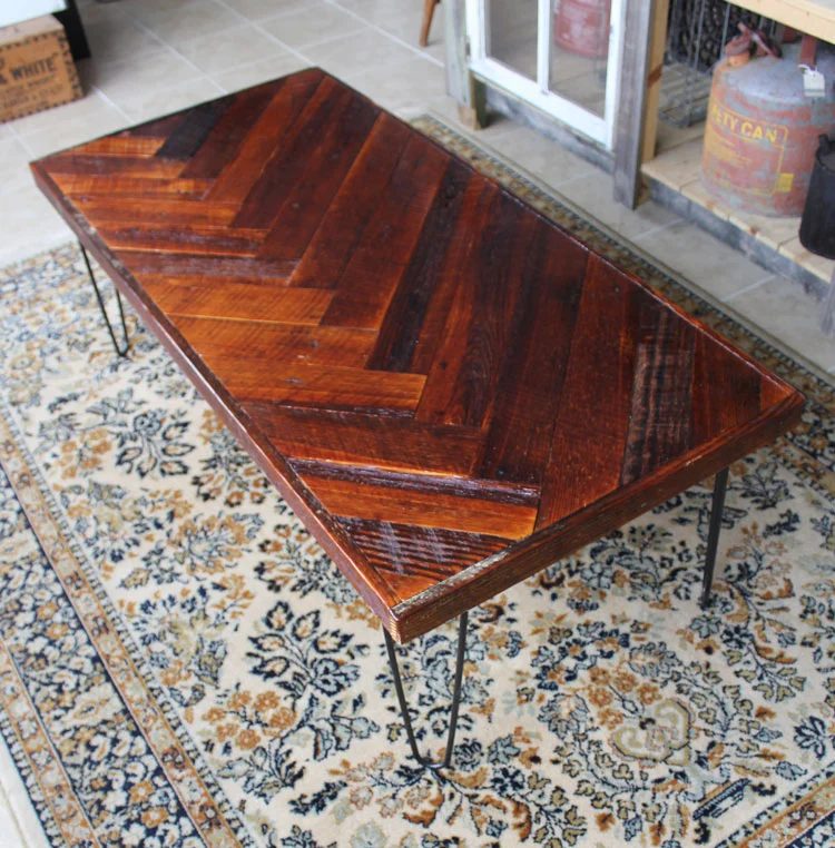 reclaimed wood herringbone coffee table walkthrough