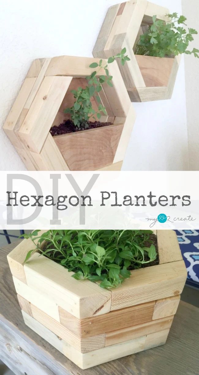 2x2 Projects, Hexagon Planters For Tabletop Or Wall, Mylove2create