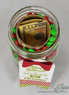gift wrapping hidden gift in mason jar