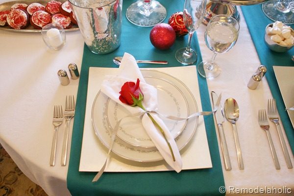 christmas tablescape turquoise